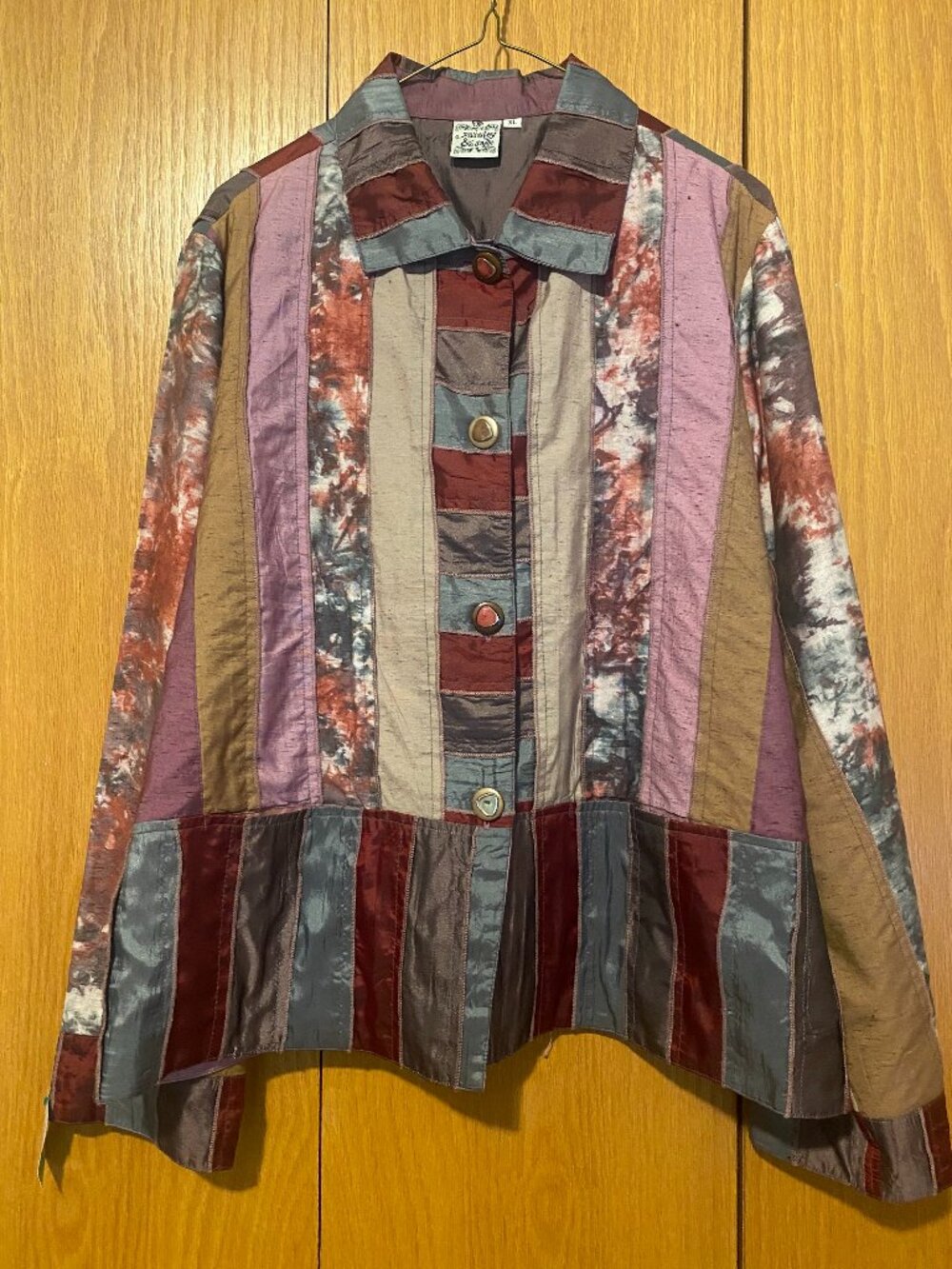 Parsley & Sage Vintage Boho Patchwork Jacket Art To Wear Button Up - Size XL